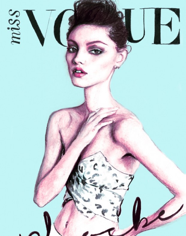 Artist Danny Roberts painted version of miss vogue Australia Cover