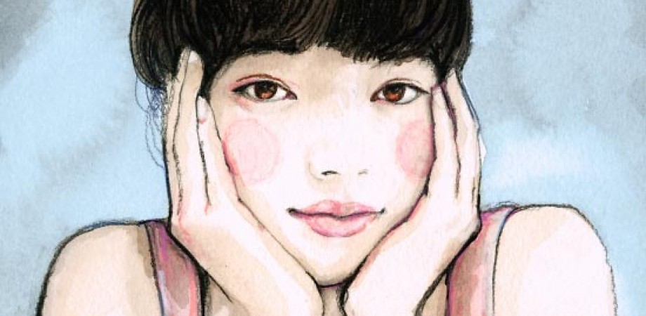 Artist Danny Robert painted portrait of Young Japanese model and Actress Nana Komatsu