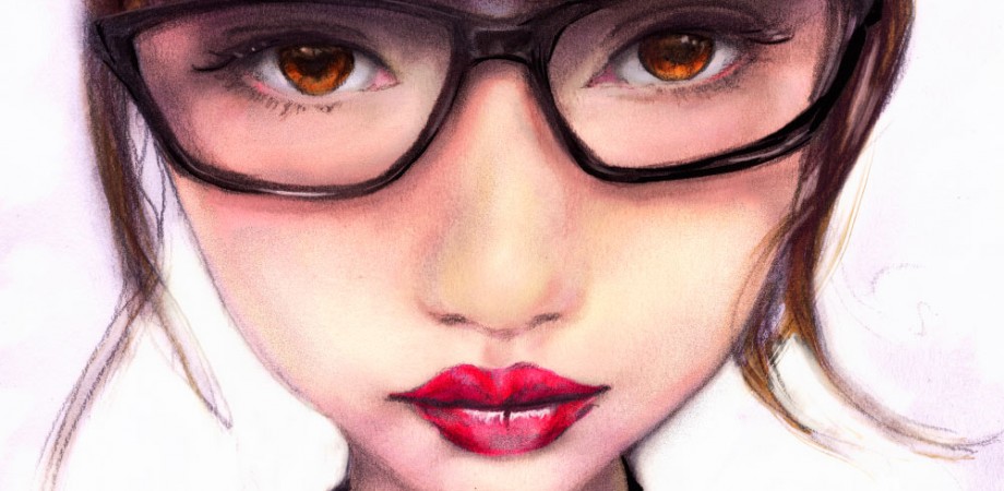 Artist Danny Roberts Portrait of Japanese Model Risa Nakamura wearing Glasses