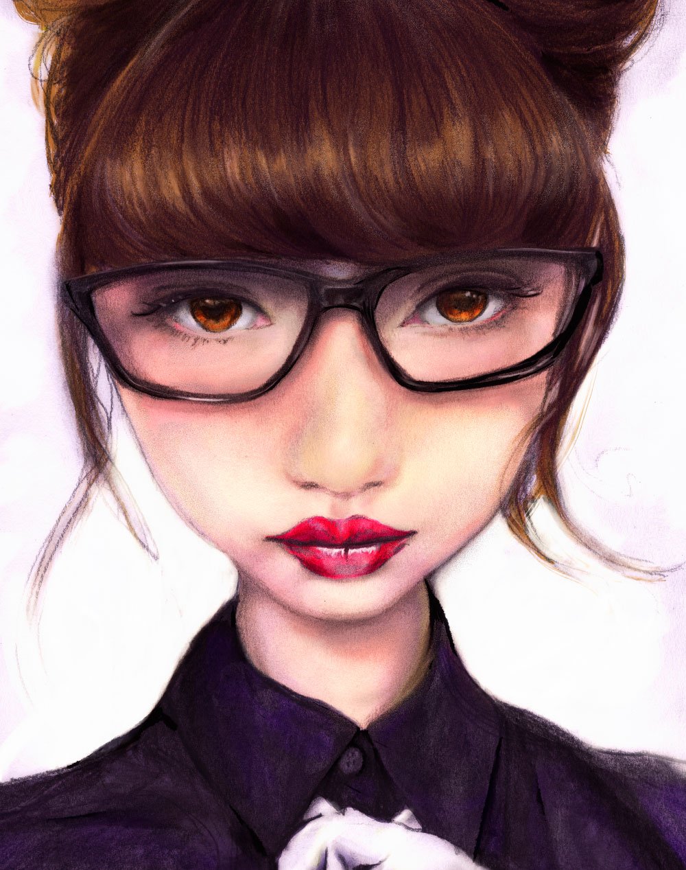 Artist Danny Roberts Portrait of Japanese Model Risa Nakamura (RisaDoll) wearing Glasses