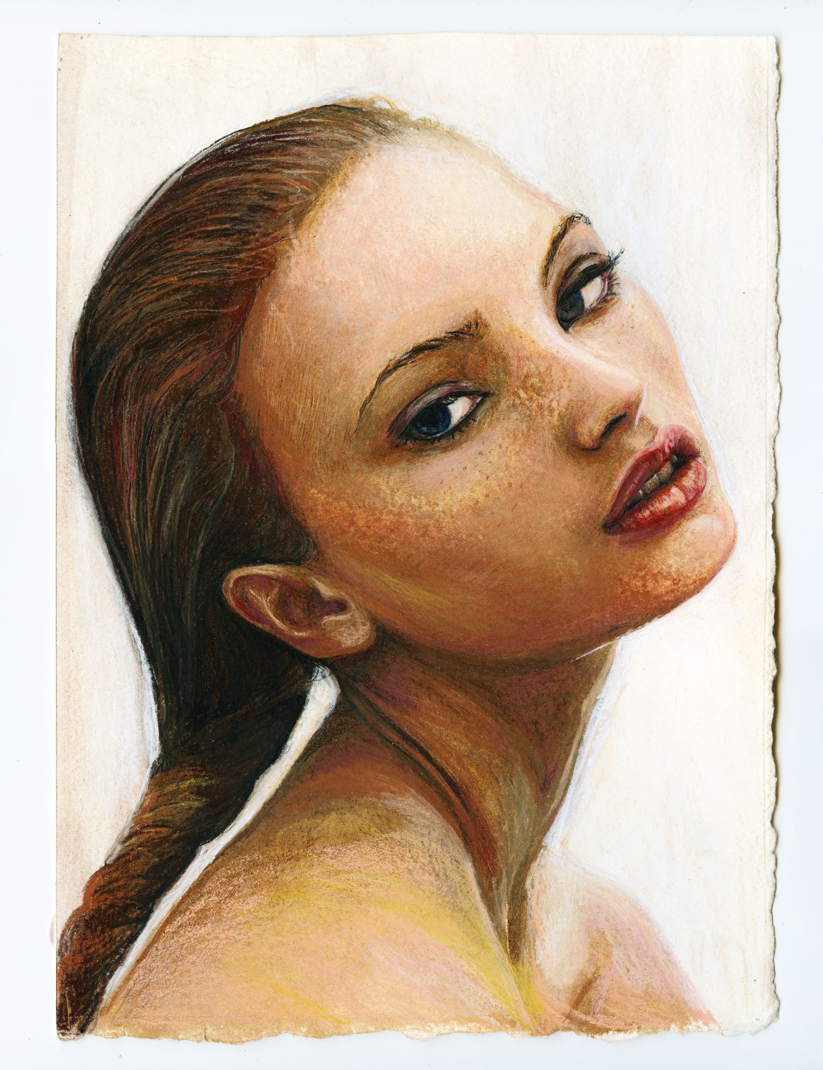 Artist Danny Roberts Light and Color study of Swedish model Mona Johannesson Color pencil Portrait