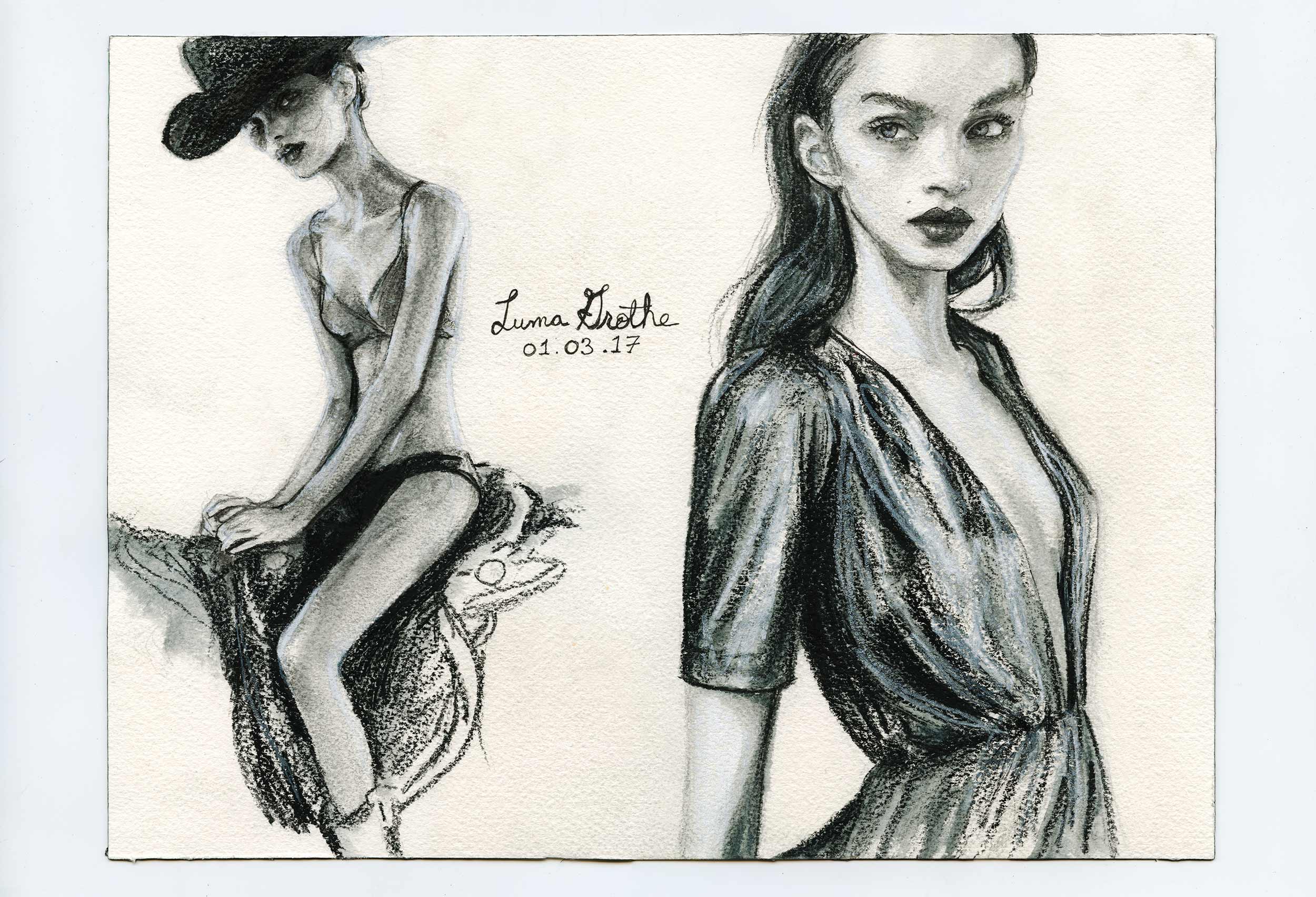 Artist Danny Roberts Daily Gesture Sketches 01-03-17 of Brazilian Model Luma Grothe
