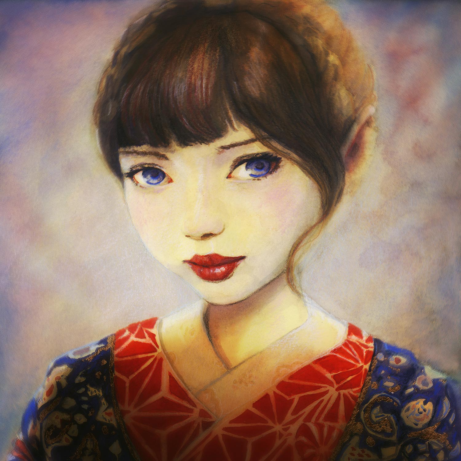 Artist Danny Roberts Portrait of a girl in a kimono inspired by Risa Nakamura