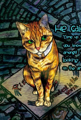 This Painting is from Sophie Ward and Danny Roberts childrens book it is of a cat that Smells like marmalade Toast and whose name is Ginger