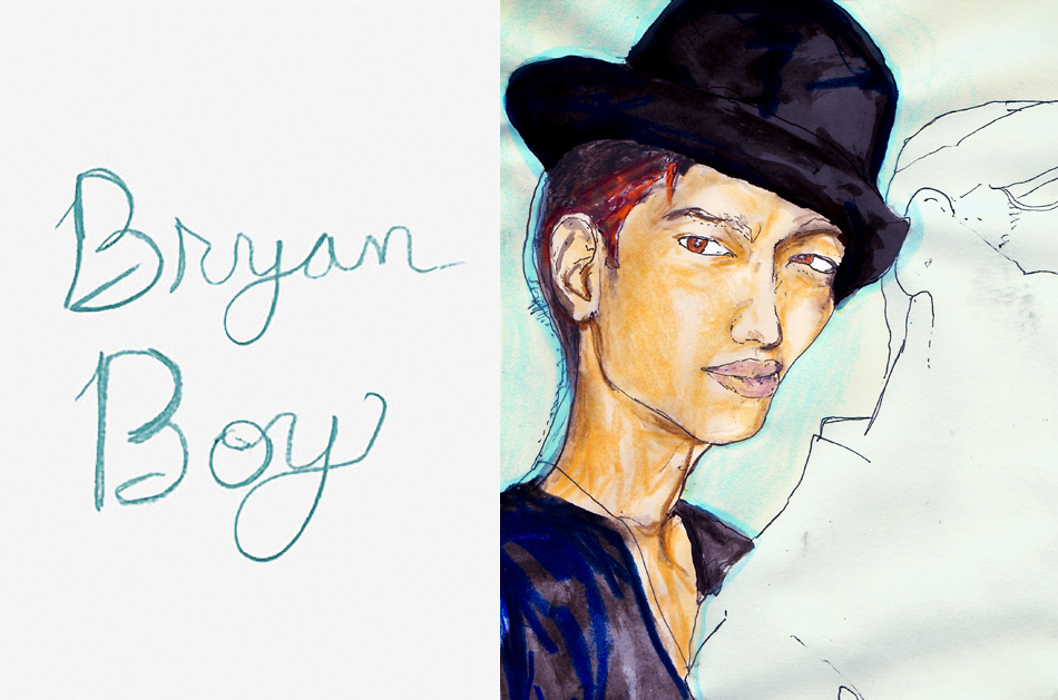 This Blogger Portrait Painting of BryanBoy was created by Fashion Artist Danny Roberts