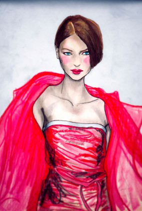 This is Painting of Donna Karan spring 2010 Collection by Danny Roberts