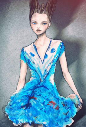 Danny Roberts Painting of the Alexander McQueen Spring 2010 collection