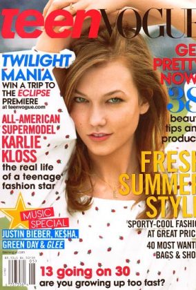 Karlie Kloss on the cover of teen Vogue may 2010 Photo by patrick demarchelier article by Jan Keltner