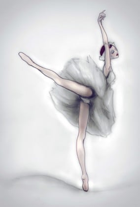 Fashion Artist Danny Roberts Sketch of a Ballerina based off of Ulyana Lopatkina from Swan Lake