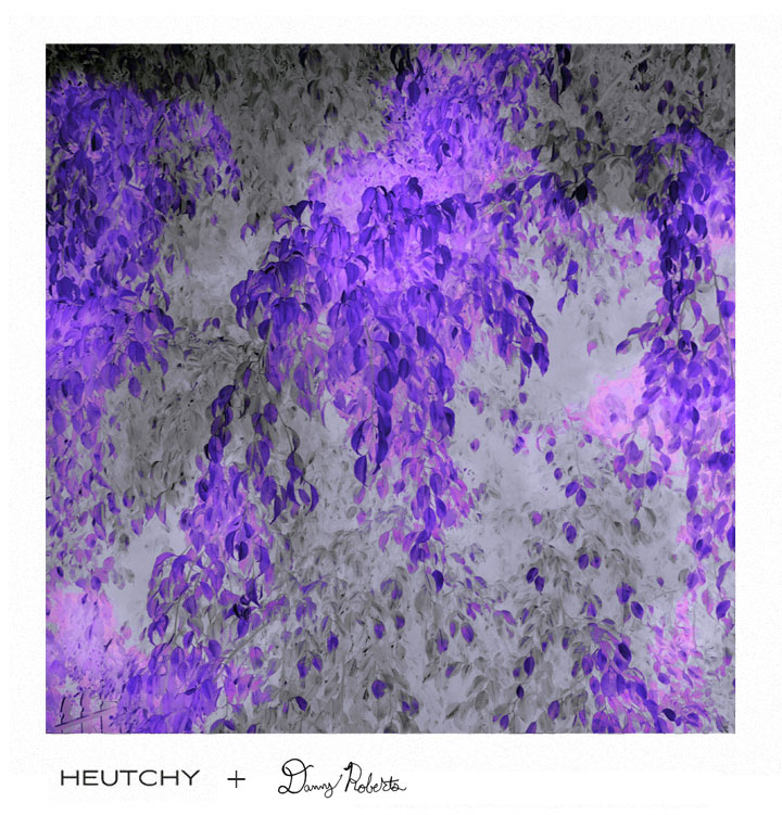 Artist Danny Roberts Fabric print design for mens designer shoes Heutchy purple leafs