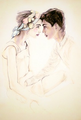 Artist Danny Roberts Sketch of DNA Model Ali Michael & hardy in Teen Vogue March 2007 Editorial called Made in Japan Photographed by Nick Haymes
