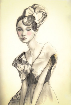 Artist Danny Roberts Studdy Sketch of a girl with a big Bow