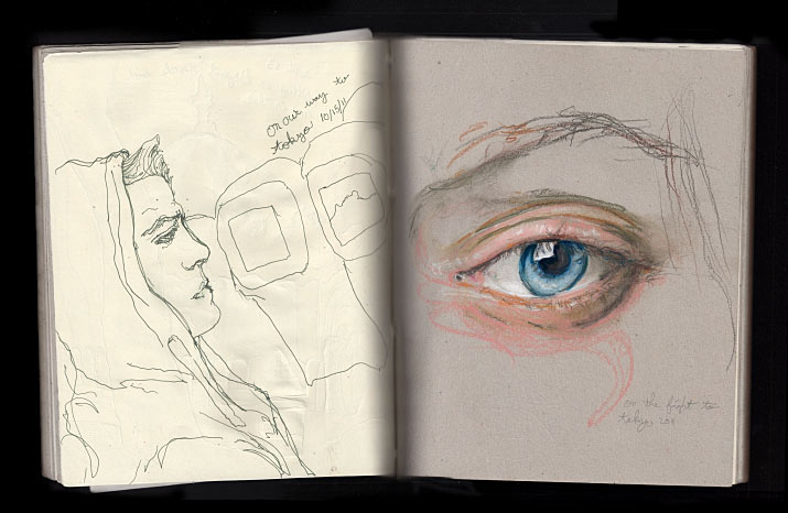 Artist Danny Roberts Sketches from his flight of an eye to tokyo Fashion Week