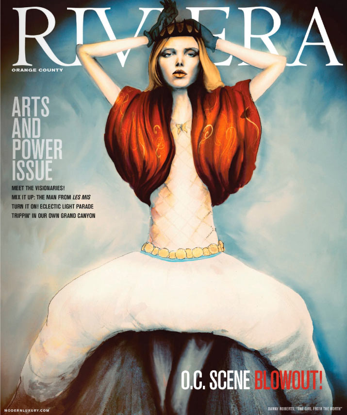 Artist Danny Roberts painting on the cover Modern Luxury orange county Riviera Magazine