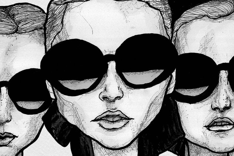 Artist Danny Roberts Girls in glasses iconic Chanel limited edition Print Sasha Pivovarova close up