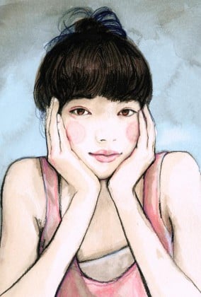 Artist Danny Robert painted portrait of Young Japanese model and Actress Nana Komatsu