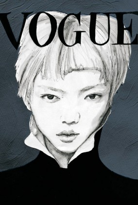 Visual Artist & Fashion Painter Danny Roberts Reinterpreted Vogue Taiwan Magazine Cover of Japanese Model Actress Rila Fukushima