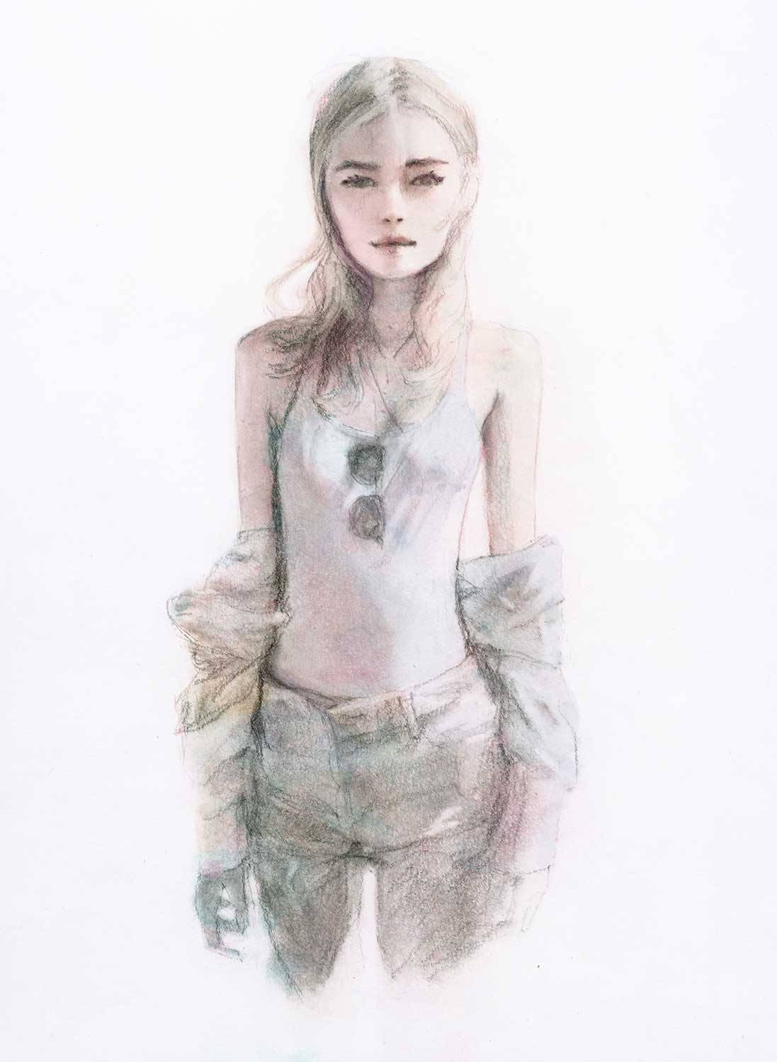 igor and andre artist Danny Roberts Loose beauty sketch of model ANABELA BELIKAVA.