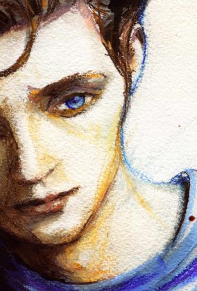 Close up of the boys face from danny roberts album art for SayAnything's oliver appropriate