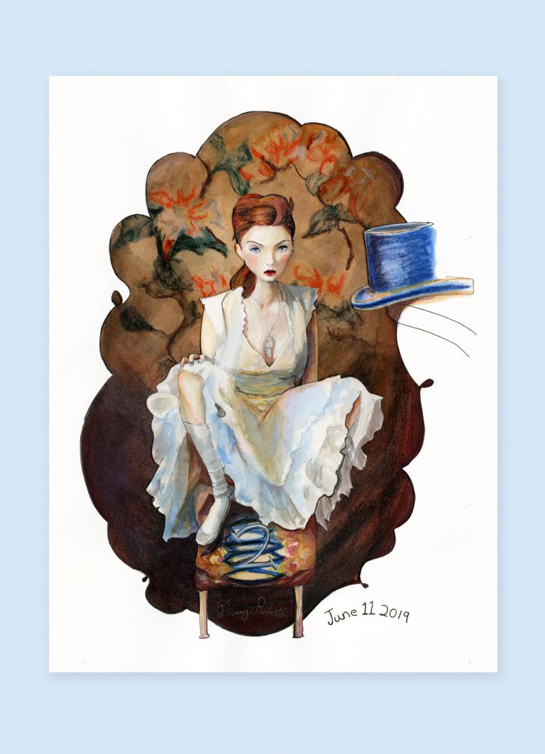 the Orginal Painting of Lily Cole Character Sketchbook Re002 by Danny Roberts