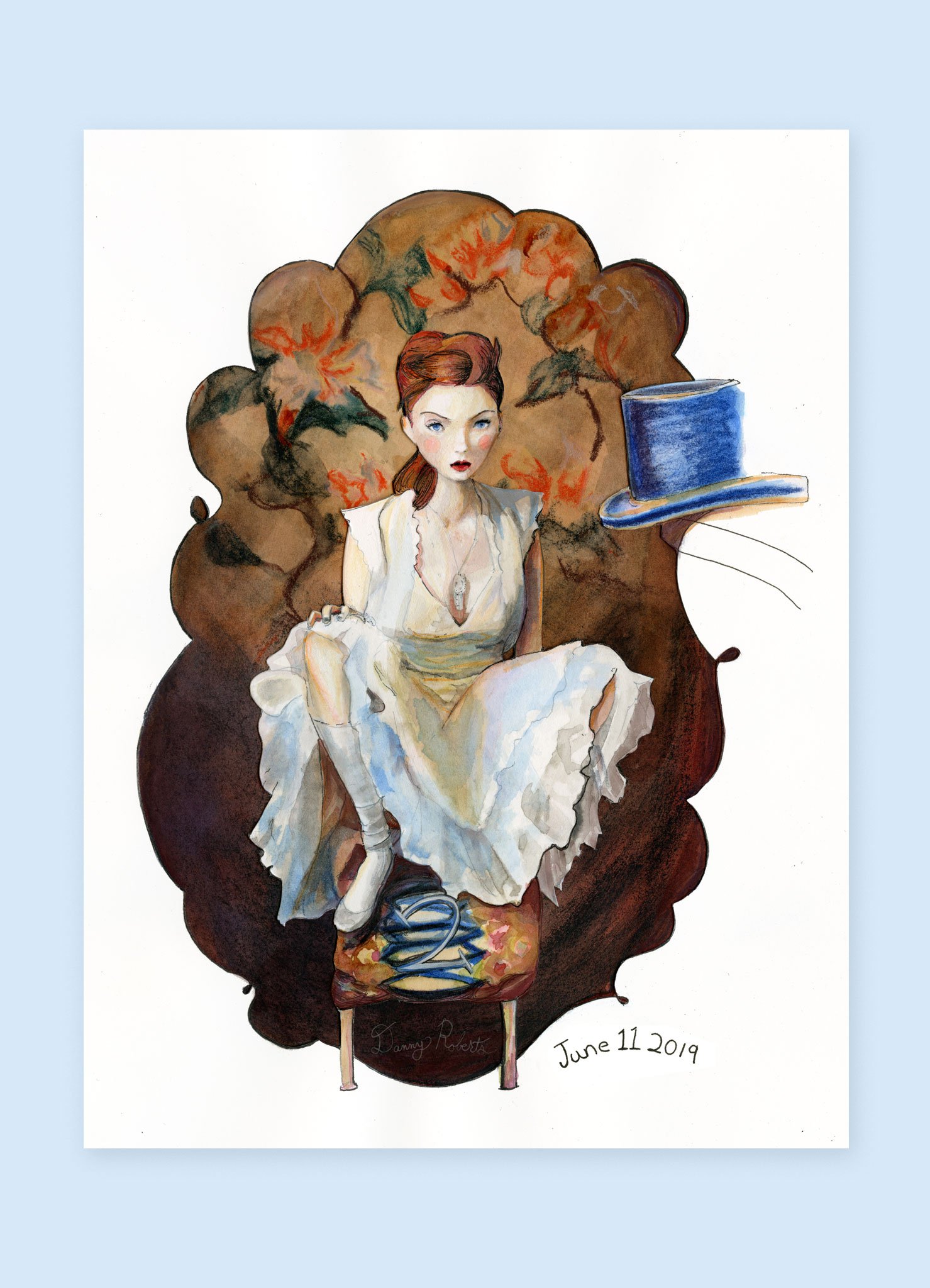 the Orginal Painting of Lily Cole Character Sketchbook Re002 by Danny Roberts