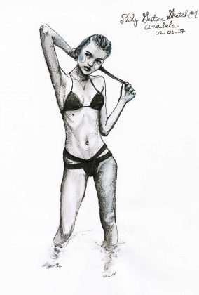 Danny Roberts Art Pen Sketch of Model Anabela Belikava Figure Sketch.