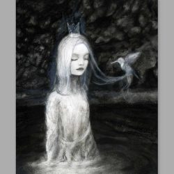 Artist Danny Roberts metal print of a girl named camille in a lake